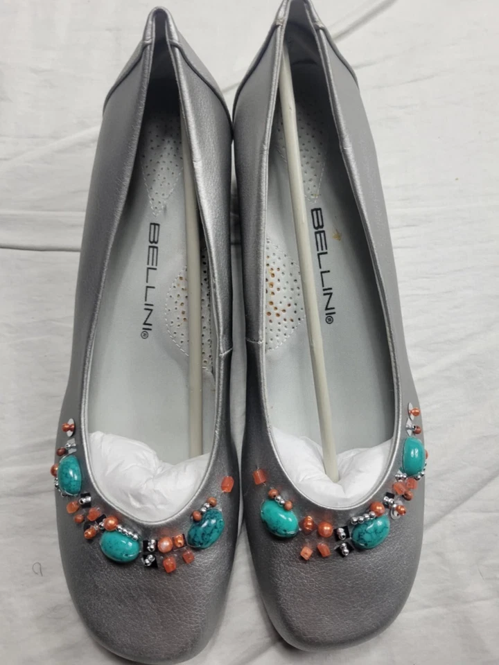Tacón de cuña pequeño Bellini Silver Orianna para mujer talla 9W con cuentas Foto 4 de 4