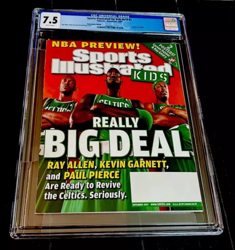 KEVIN GARNETT RARE COVER 2007 SI FOR KIDS ALLEN PIERCE BOSTON CELTICS CGC 7.5