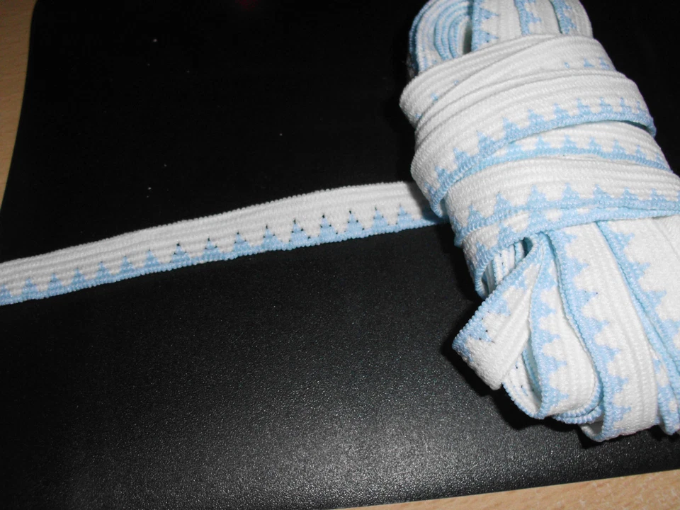 MARKENLOS (1,25 € / m ) 5 m Gummiband breite ca: 10 mm Farbe Blauweiß EU WARE (G B W