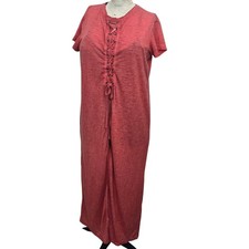 Sea Gypsies Dress WomensSmall Red Heathered Lace Up Maxi High Slit Cover Up Boho