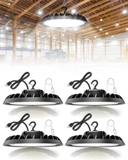 4 Pack UFO Led High Bay Light 30,000LM, 200W, 5000K Daylight, 100-277V High B...