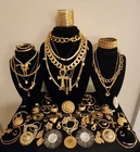 Tut's Tomb Revisited- Vintage Metal Goldtone Assorted Costume Jewelry Lot -66Pcs