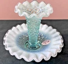 RARE Fenton Turquois Opalescent MINI Diamond Point Epergne 4 3/4" SCARCE!
