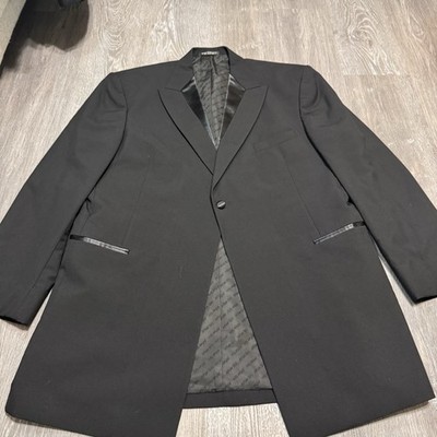 Men s After Six Black Tuxedo Blazer Coat Sz 46 L 363 Wool Made In Mexico
