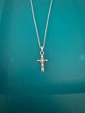 18 inch 925 Sterling Silver cable chain with cross pendant 10% charity