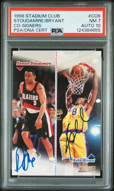 1998 STADIUM CLUB CO-SIGNERS #CO9 DAMON STOUDAMIRE/KOBE BRYANT PSA 7 AUTO 10