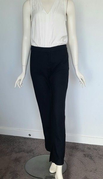 Bec & Bridge Dress Pants Womens 8 Black Wool Blend Straight Leg Ankle Slits