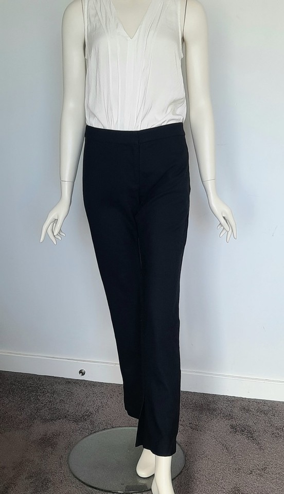 Bec & Bridge Dress Pants Womens 8 Black Wool Blend Straight Leg Ankle Slits