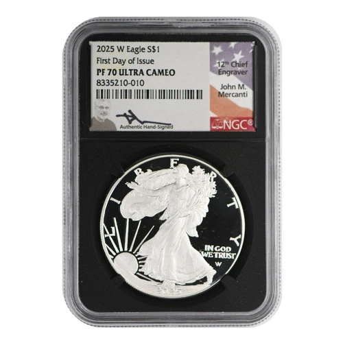 2025-W American Silver Eagle NGC PF-70 ULTRA CAMEO FDOI Mercanti Label