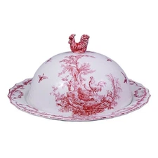 AA Importing Porcelain Cake Dish in Red