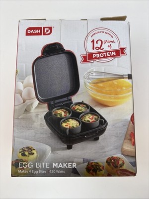 Dash Egg Bite Maker, Red, 420 Watts, Makes 4 Egg Bites, Compact Design