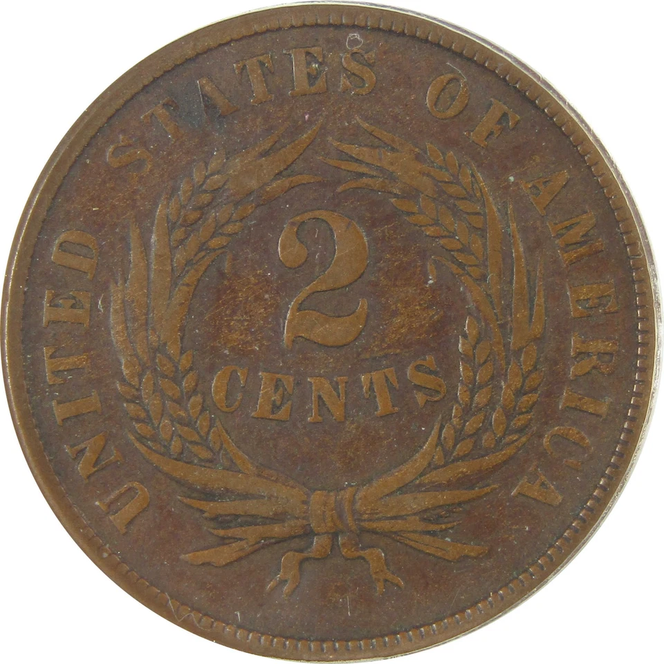 1868 Two Cent Piece F 12 ANACS 2c Coin SKU:I22219 - Image 4 of 4