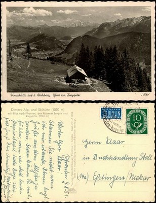 Pfronten (Allgäu) Dinsers Alp- und Skihütte Blick nach Pfronten 1951