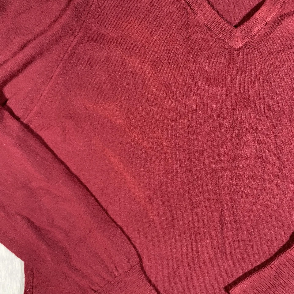 Suéter Vintage Christian Dior Para Hombre Grande Borgoña Cuello en V Acrílico Pullover Años 80 Foto 4 de 4