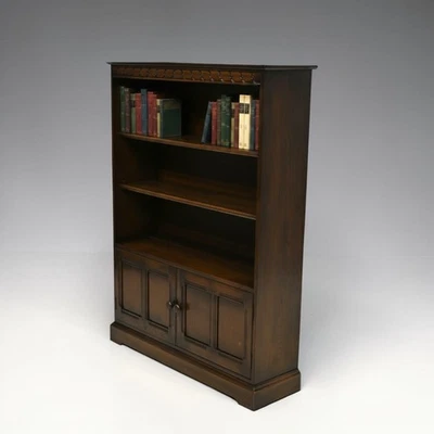 Ercol Wide Medium Bookcase 2 Shelves Cupboard Dark Finish FREE UK Delivery* - Image 1 of 4