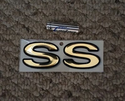 Chevrolet SS 3D Stick On Emblem Black Gold Chevy Camaro Chevelle Nova