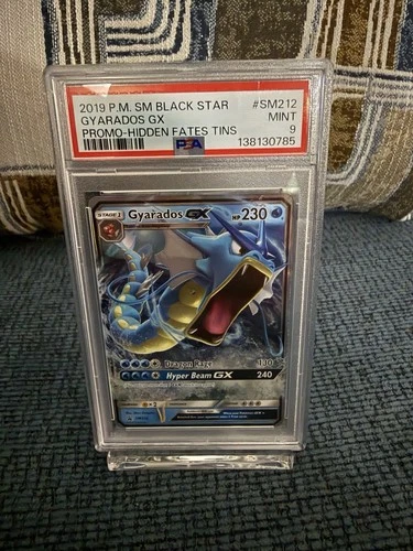 2019 POKEMON SM BLACK STAR PROMO HIDDEN FATES TINS #SM212 GYARADOS GX PSA 9