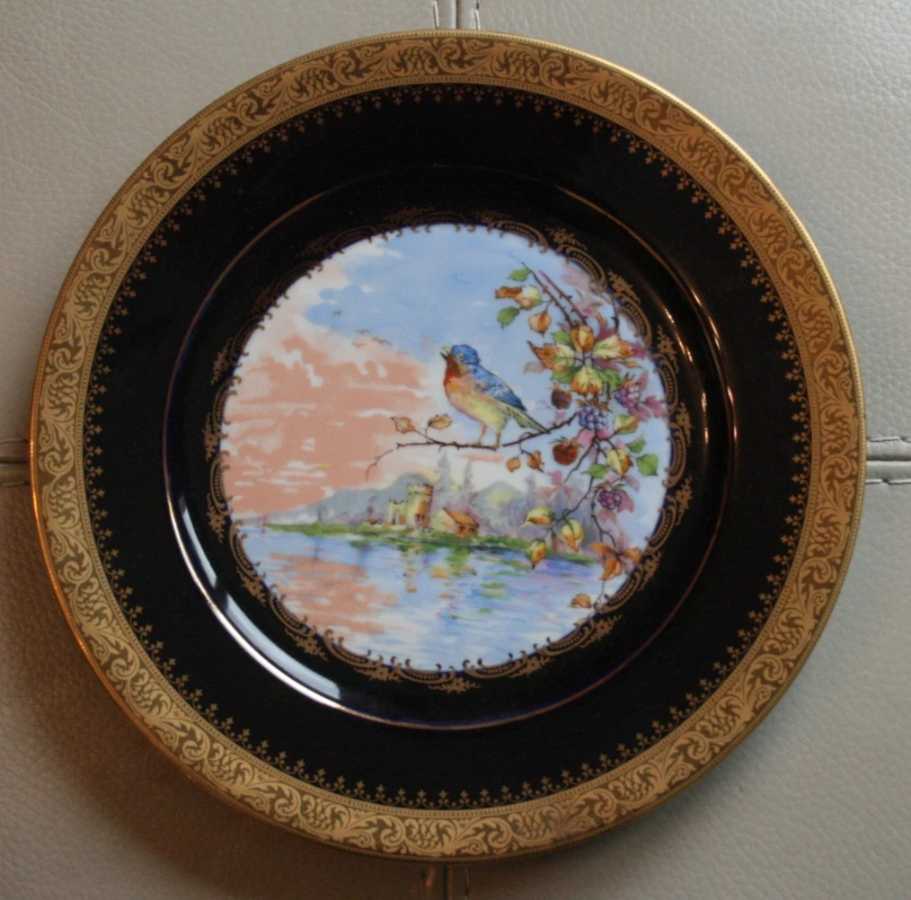 Paire D'assiettes à Main Vintage Limoges – Porcelaine De Paris – Motif Floral 22 Cm