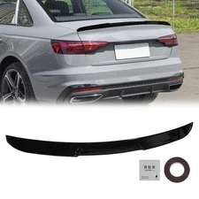 Fit For 2017-2024 Audi A4 S4 B9 M4 V Style Rear Trunk Spoiler Wing Glossy Black