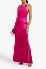 Alice + Olivia Women Maxi Dress Samia Halter Neck Open Back Pink Magenta 8 NWT