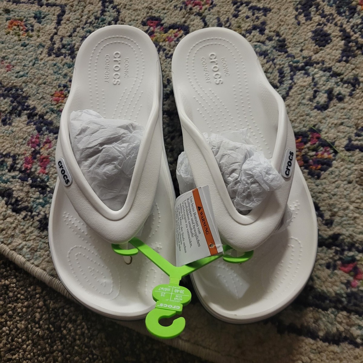 Crocs Bayaband Flip Flop Slip On Sandals Waterproof White Black M7