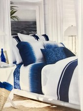 NIP 130 Ralph Lauren Indigo Modern STANDARD Pillow Sham White/Blue Cotton
