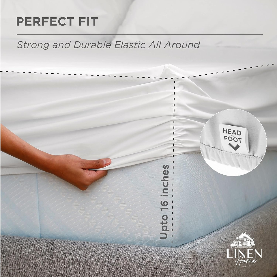 100 Cotton Percale Fitted Sheet King Size, White, 1 Deep Pocket Fitted