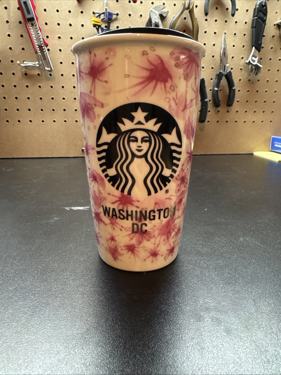 Starbucks Washington DC Cherry Blossom Ceramic Tumbler 12 fl oz with Lid