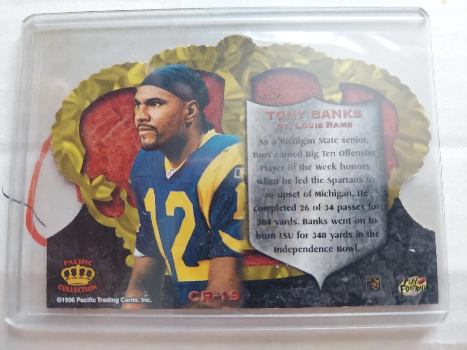 1996 Pacific Crown Royale Tony Banks RC St. Louis Rams #CR-19 - Image 2 of 2