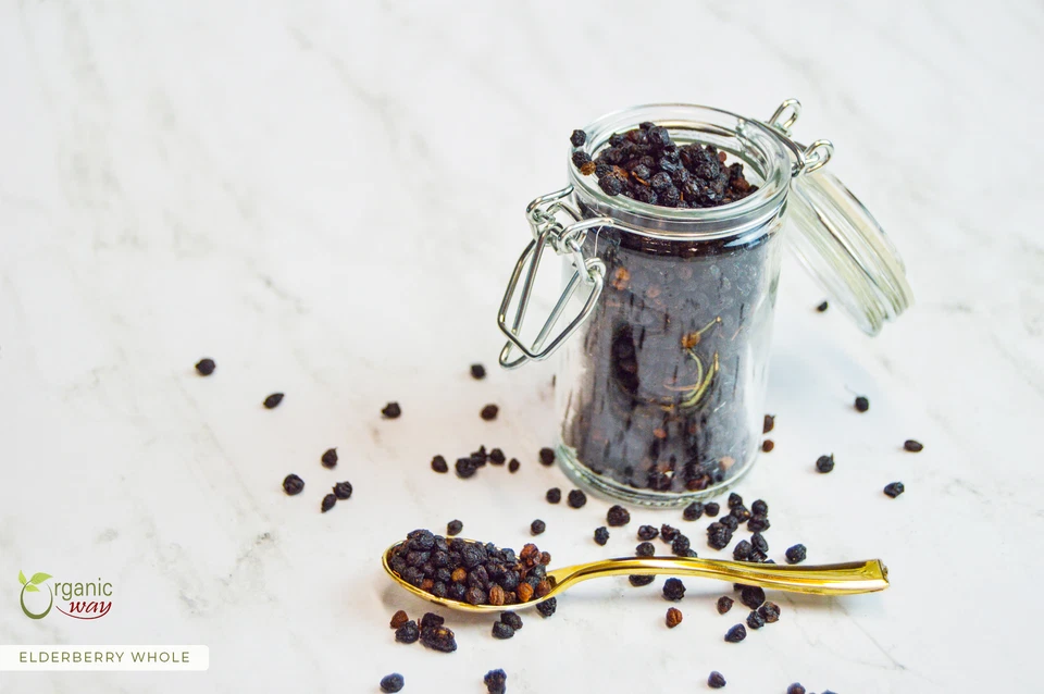 Saúco seco orgánico entero - orgánico, kosher y certificado por el USDA Foto 4 de 4