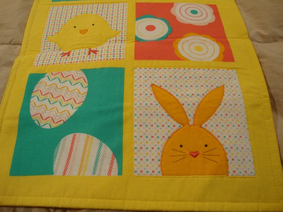 ESSENTIAL HOME Easter Yellow Table Runner Centerpiece Rabbits Chicks Eggs    264 - Image 2 of 4
