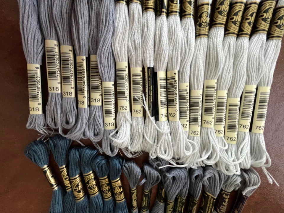 Big Lot Embroidery Thread Floss Grays Blue Ecru DMC Cotton Perle - Image 3 of 4