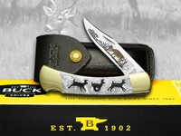 Buck 110 Custom White Pearl Corelon Folding Hunter Running Deer 1/400 Knives on sale Buck 110 Custom White Pearl Corelon Folding Hunter Running Deer 1/400 Knives on sale