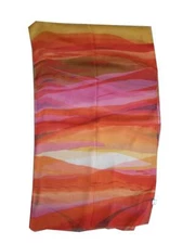 LS015 RED PINK WHITE BROWN STRIPS LAYERS 100% SILK SCARF SHAWL WRAP 20 X 68" NEW