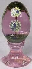 Fenton Glass Gold Gilt Egg Limited Edition NUMBERED Hand Painted Topiary Pink