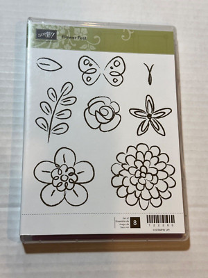 STAMPIN' UP! FLOWER FEST CLEAR MOUNT PRE-OWNED STAMP SET. 7 STAMPS 122280 FLORAL