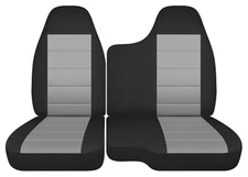 Front Truck Seat Cover Blk Silver Cotton Fits 2004-2012 Chevy Colorado 60-40seat