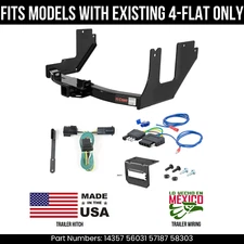 For 2005 Ford F150 Trailer Hitch w/ 5 Pin Wiring Fit w/ exst 4Way Curt 10K 2"