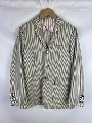 Thom Browne Herren Gestreifter Blazer Jacke Sport Mantel Größe 40