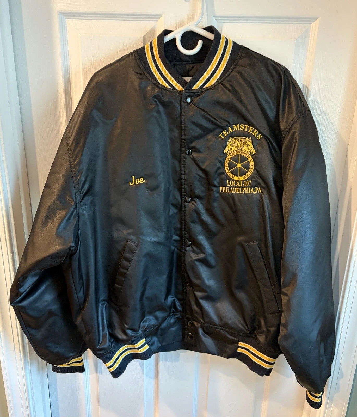 Vtg 90s Teamsters Local 107 Philly Satin Bomber Jacket 2XL Game Sportswear - product detail image 3