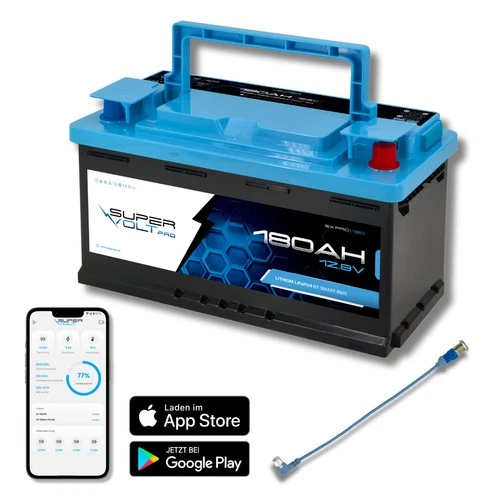 Supervolt PRO LiFePO₄ 12,8V 180Ah Lithium Batterie BMS, Bluetooth, Schnittstelle