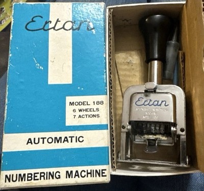 Vintage Ectan Model 188 Automatic Numbering Machine 6 Digit Germany