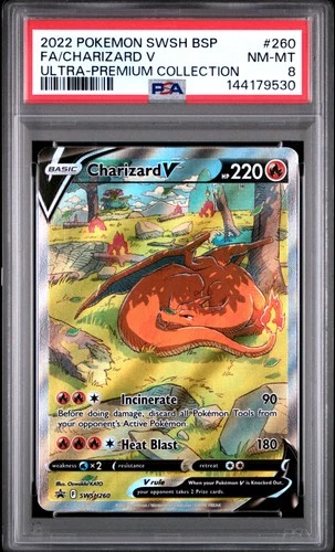 2022 POKEMON SWSH BLACK STAR PROMO #260 FULL ART/CHARIZARD V PSA 8