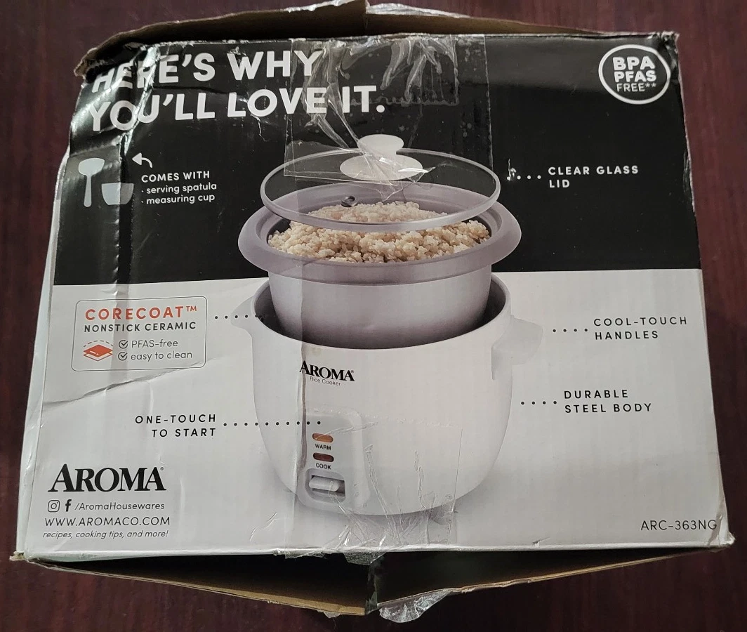 Aroma 6-Cup 1.5Qt. Non-Stick Rice Cooker Model ARC-363NG