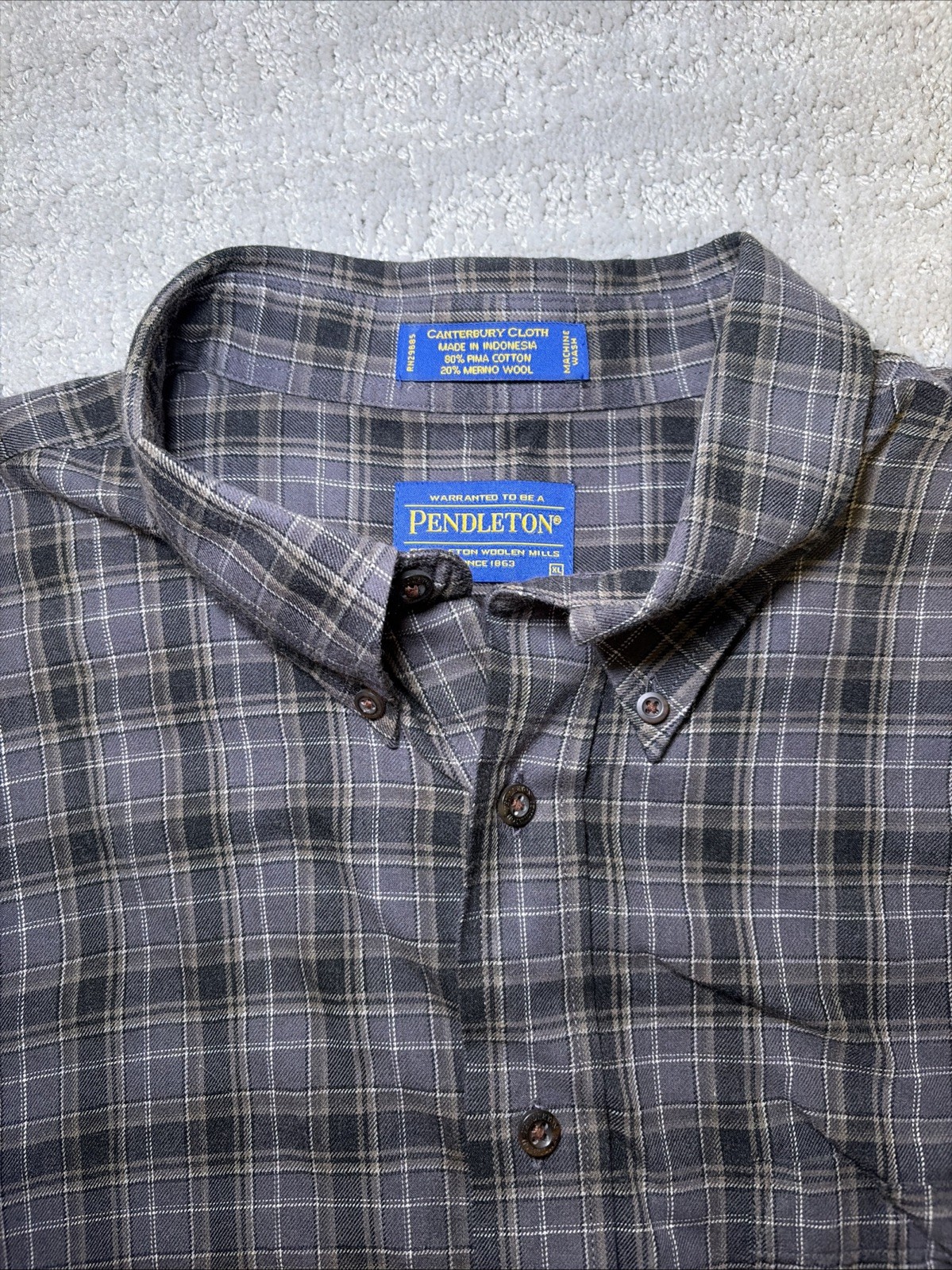 Pendleton Button Down Canterbury Cloth Plaid Pima… - image 3