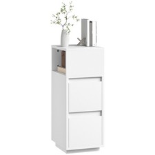 HOMCOM Slim Bedside Table, Bedside Cabinet with Open Shelf and 2 Drawers