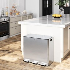 Pattumiera a Pedale 3 Secchi Rimovibili da 3x20L e Coperchio Ammortizzato