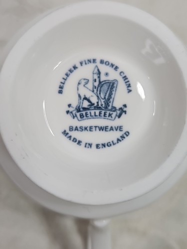 Aynsley BELLEEK BASKETWEAVE 4pc Cup & Saucer Sets Bone China MINT CONDITION - Picture 13 of 13