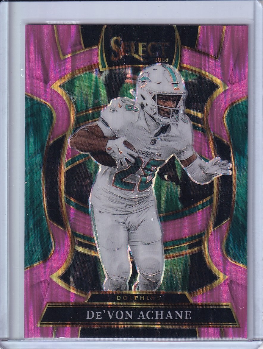 2025 Panini Select #81 De'Von Achane Pink Prizm Shock