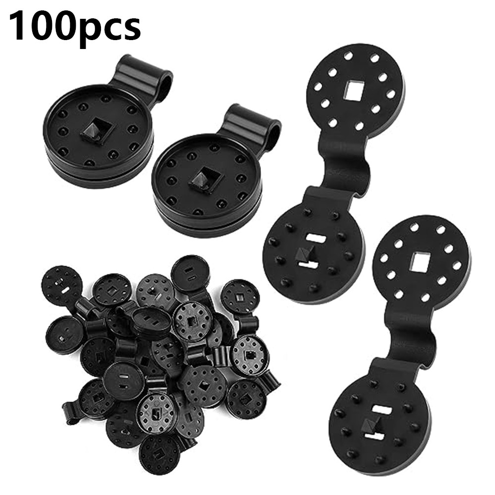 100PCS Shade Cloth Plastic Clips Heavy Duty Lock Grips Round Black Fixing Clamp